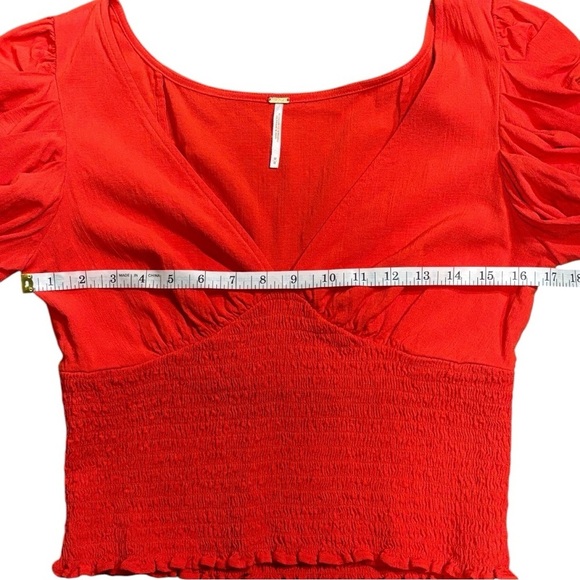 Free People Saturday Night Fever Crop Smocked Band Top Size Medium - Picture 7 of 10